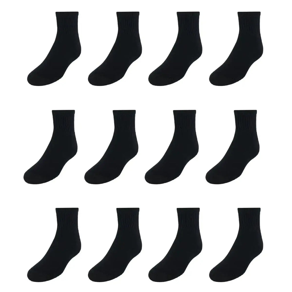 Hanes Boys' Socks, Double Tough Cushioned Ankle and No Show, 12-Pair Packs Large No Show - Black - 12 Pack