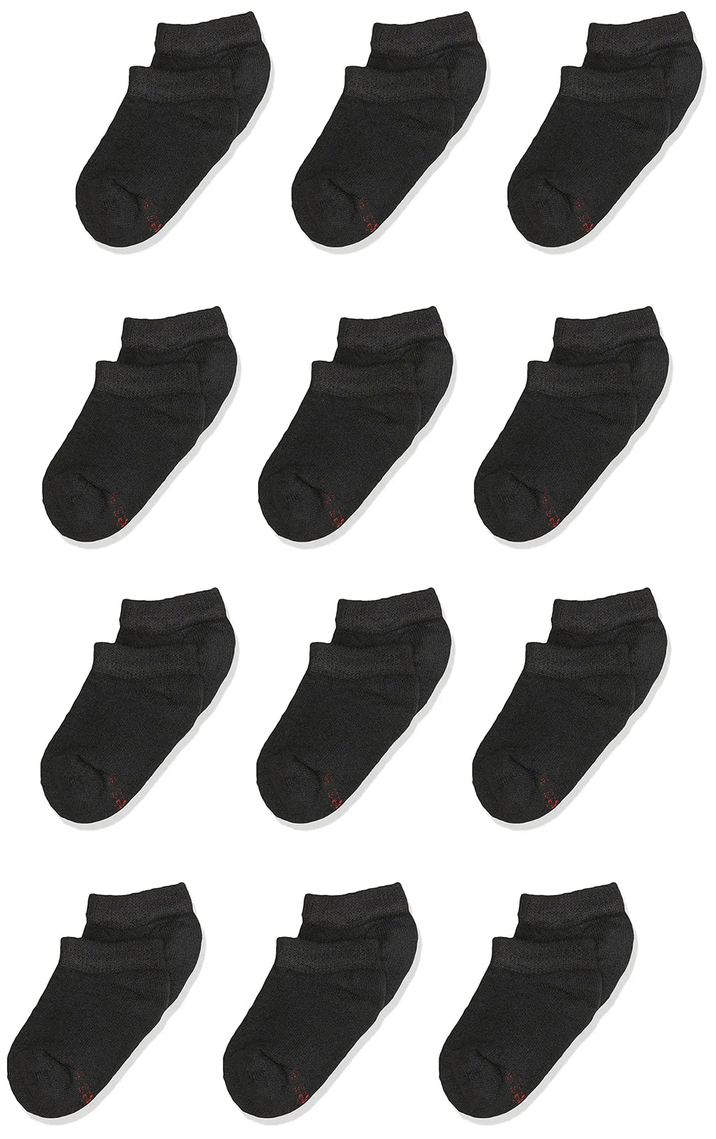 Hanes Boys' Socks, Double Tough Cushioned Ankle and No Show, 12-Pair Packs Large No Show - Black - 12 Pack