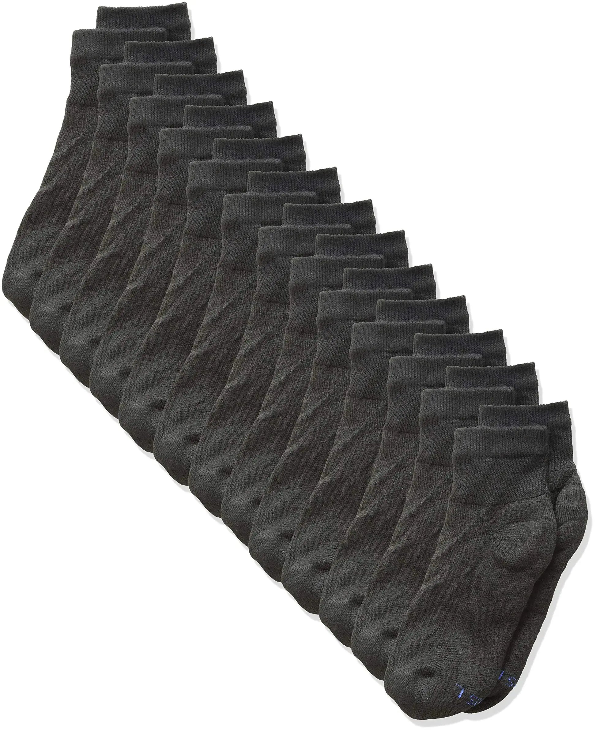 Hanes Boys' Socks, Double Tough Cushioned Ankle and No Show, 12-Pair Packs Large No Show - Black - 12 Pack