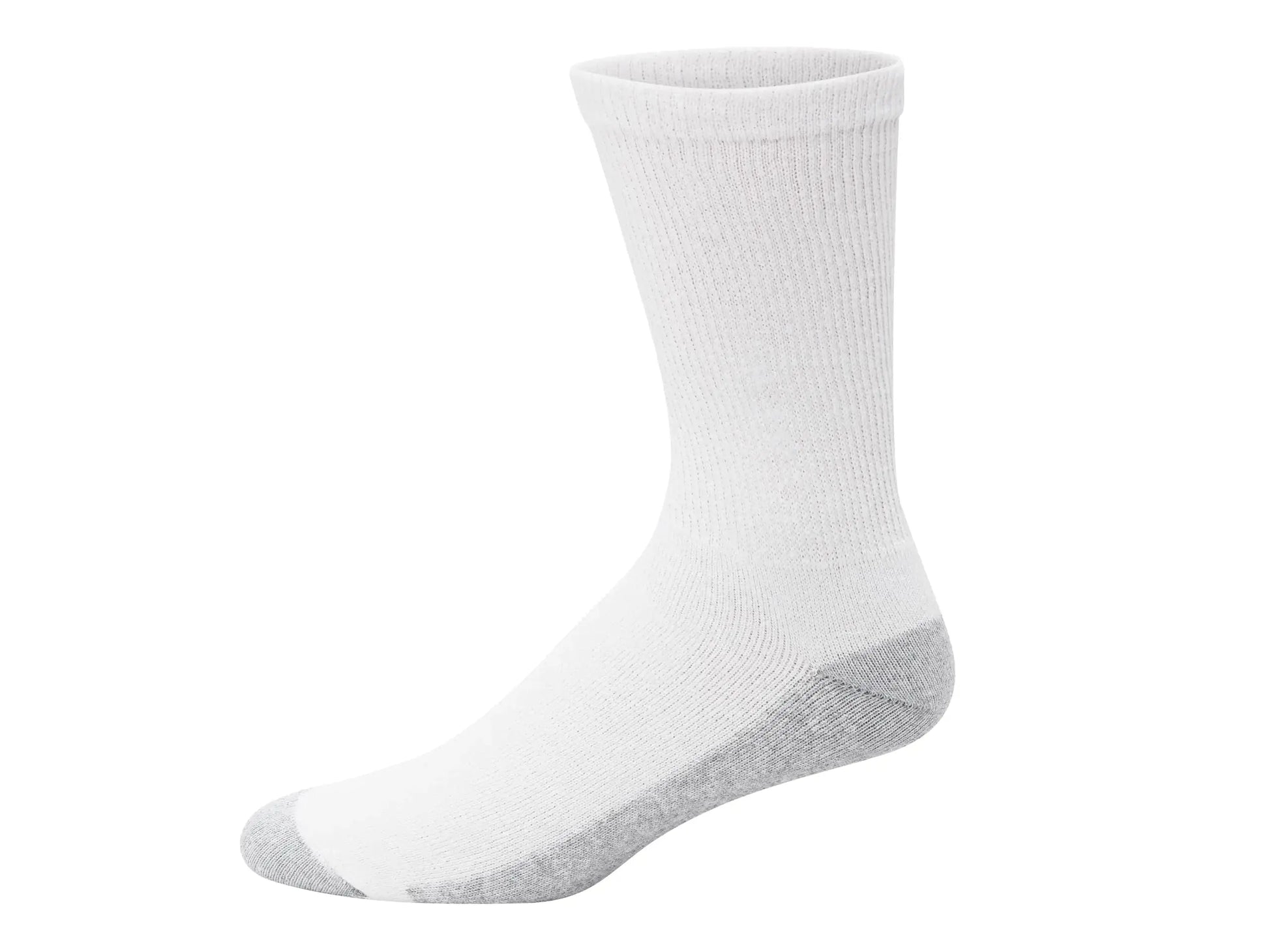 Hanes Men's Double Tough Crew Socks, 12-Pair Pack 12-14 White/ Grey Foot Bottom - 12 Pack