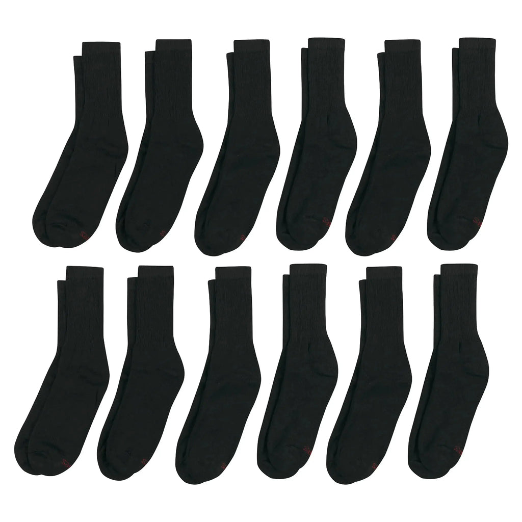 Hanes Men's Double Tough Crew Socks, 12-Pair Pack 12-14 White/ Grey Foot Bottom - 12 Pack