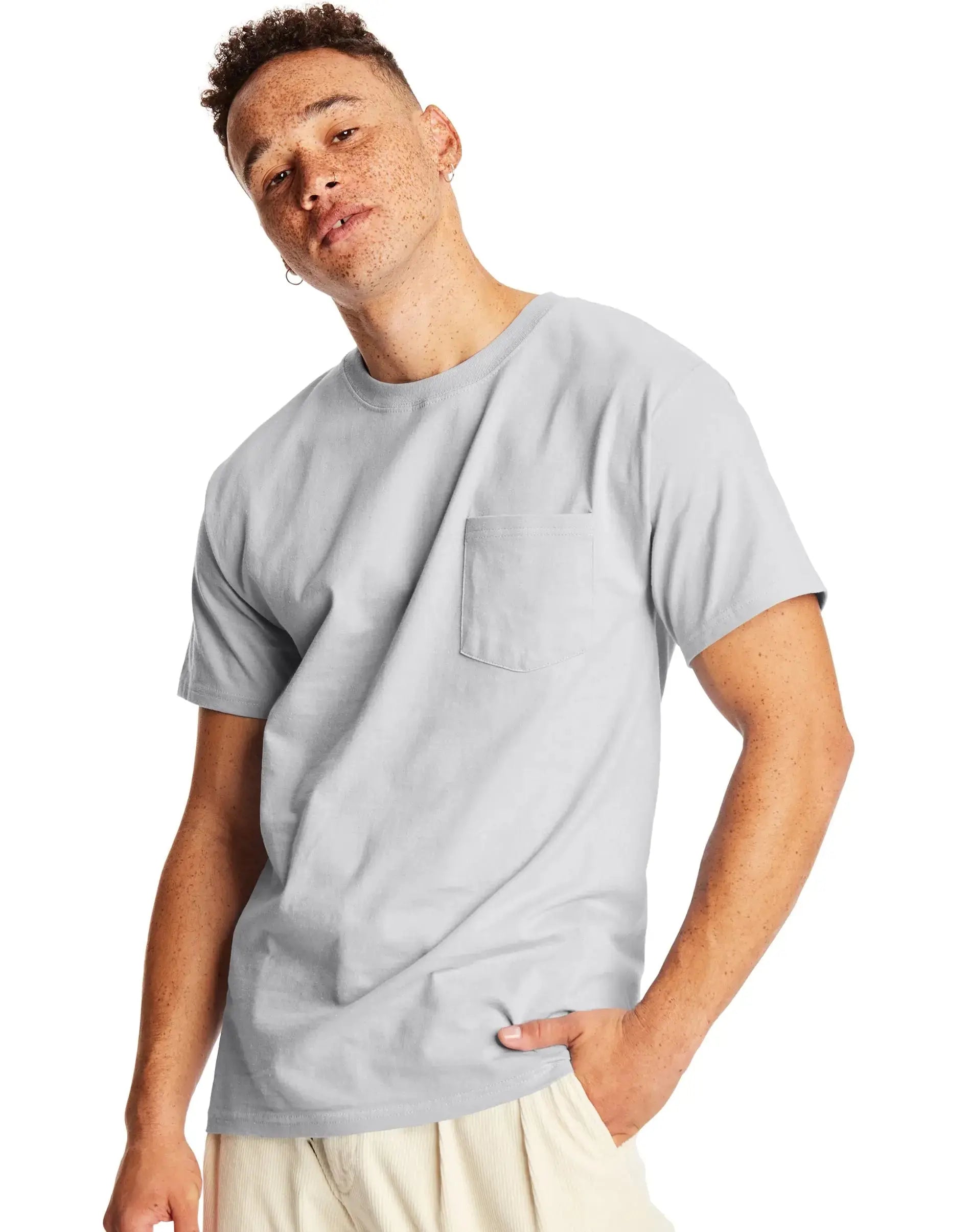 Hanes Men's Heavyweight Pocket T-Shirt - Beefy-T Cotton Crewneck with Pocket, 2-Pack, 3X-Large