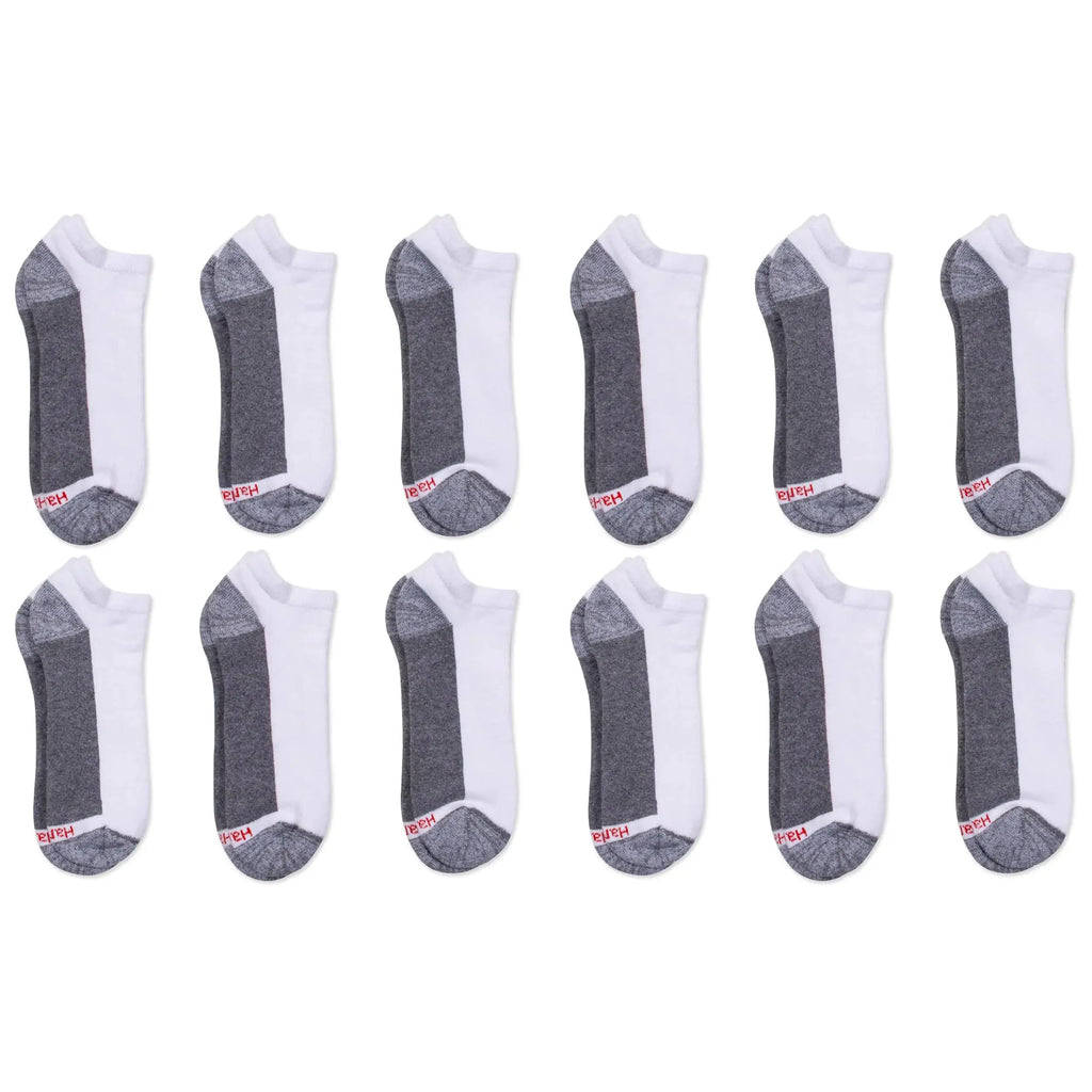 Hanes Men's Max Cushion Low Cut Socks White - 12 Pack size 6-12