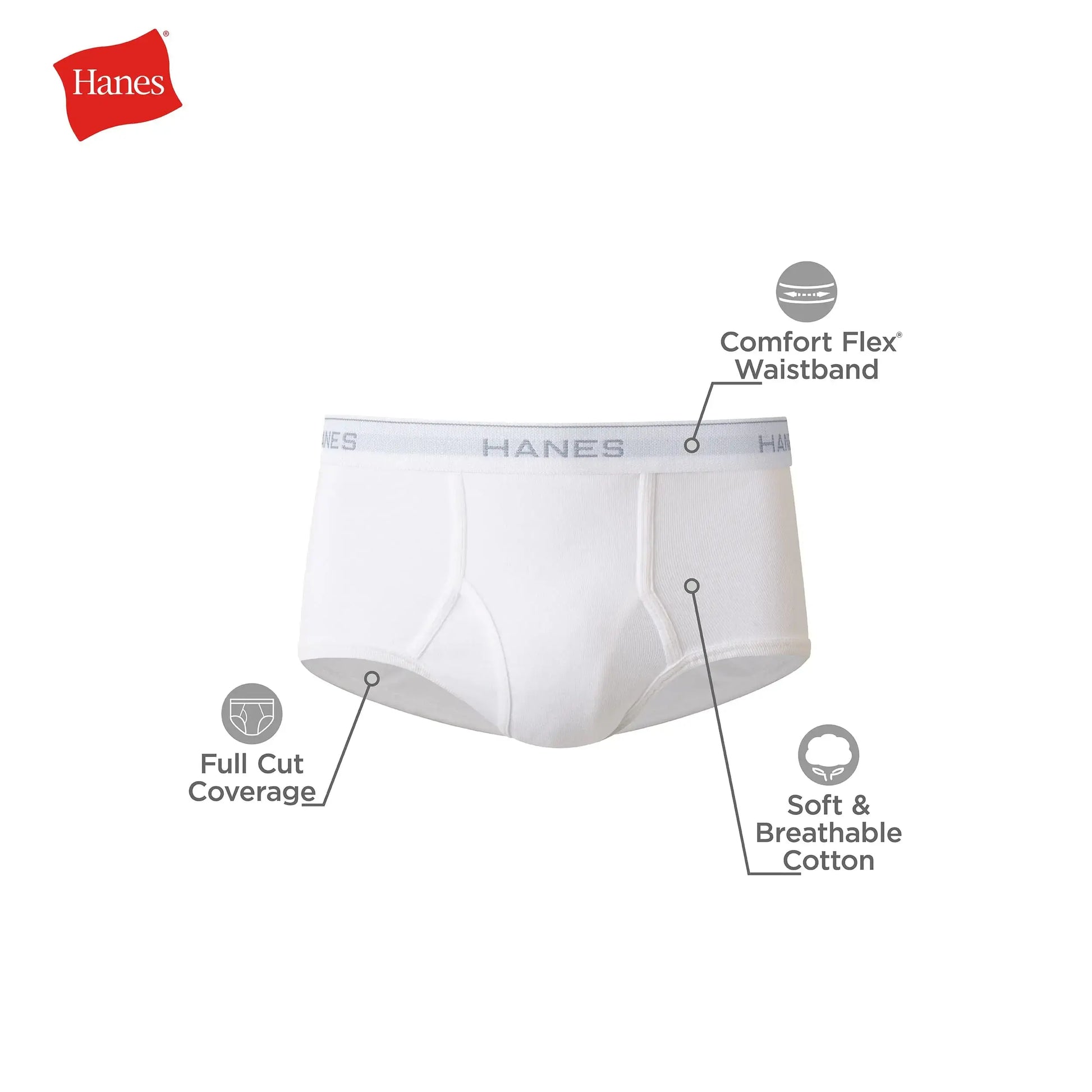 Hanes Men's Moisture-Wicking Cotton Briefs, Available in White and Black, Multi-Packs Available XX-Large White - 7 Pack
