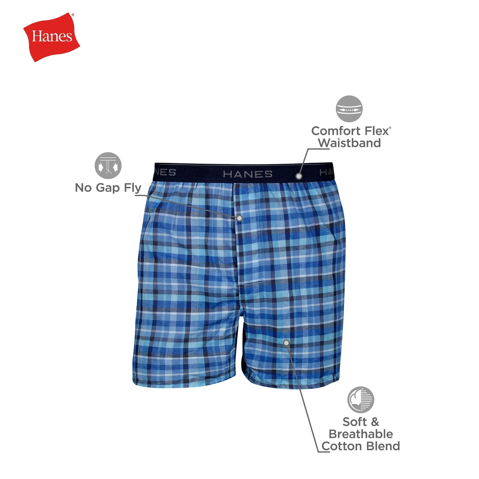 Hanes Men's Tagless Boxer Underwear, Exposed Waistband, Multi-packs