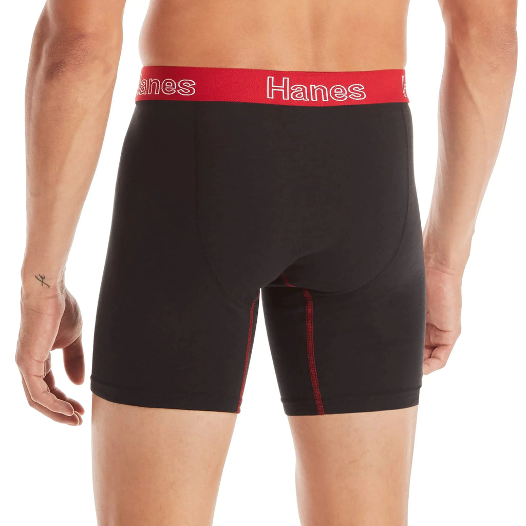 Hanes Men's Underwear Boxer Briefs, Cotton Stretch Moisture-Wicking Underwear, Multi-pack 3X-Large Black - 6 Pack