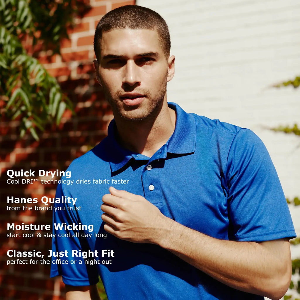 Hanes Mens Cool Dri Polo Shirt, Quick-Drying Performance Polo for Men