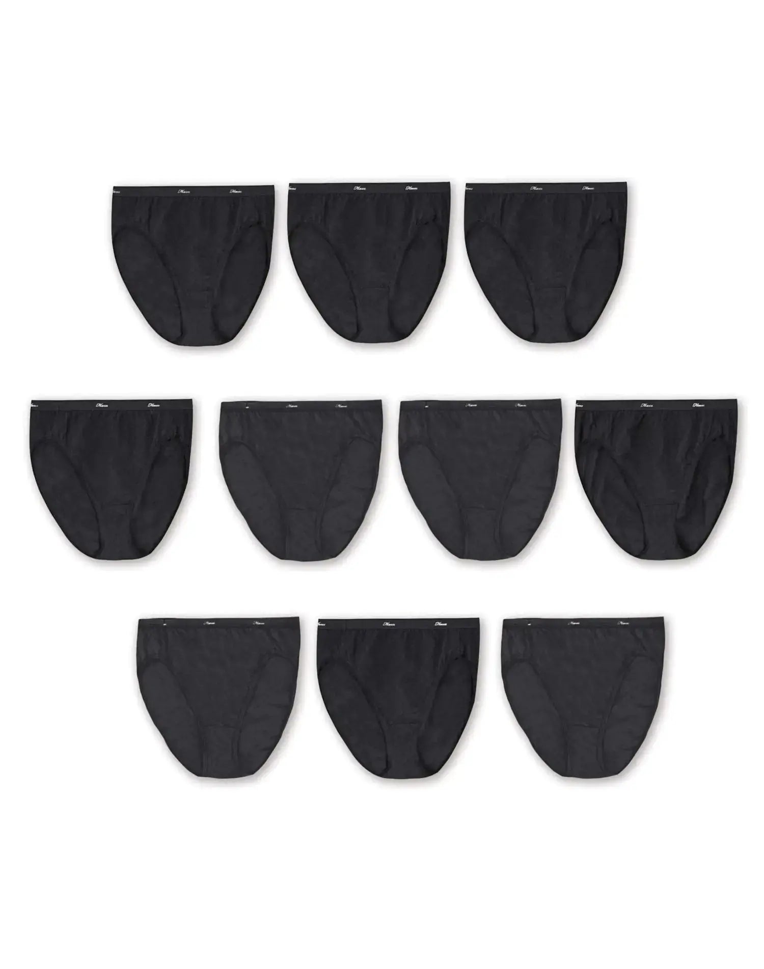 Hanes Women's Hi-Cut Cotton Underwear, Value 10-Pack, Assorted High-Waisted Panties 7 All Black