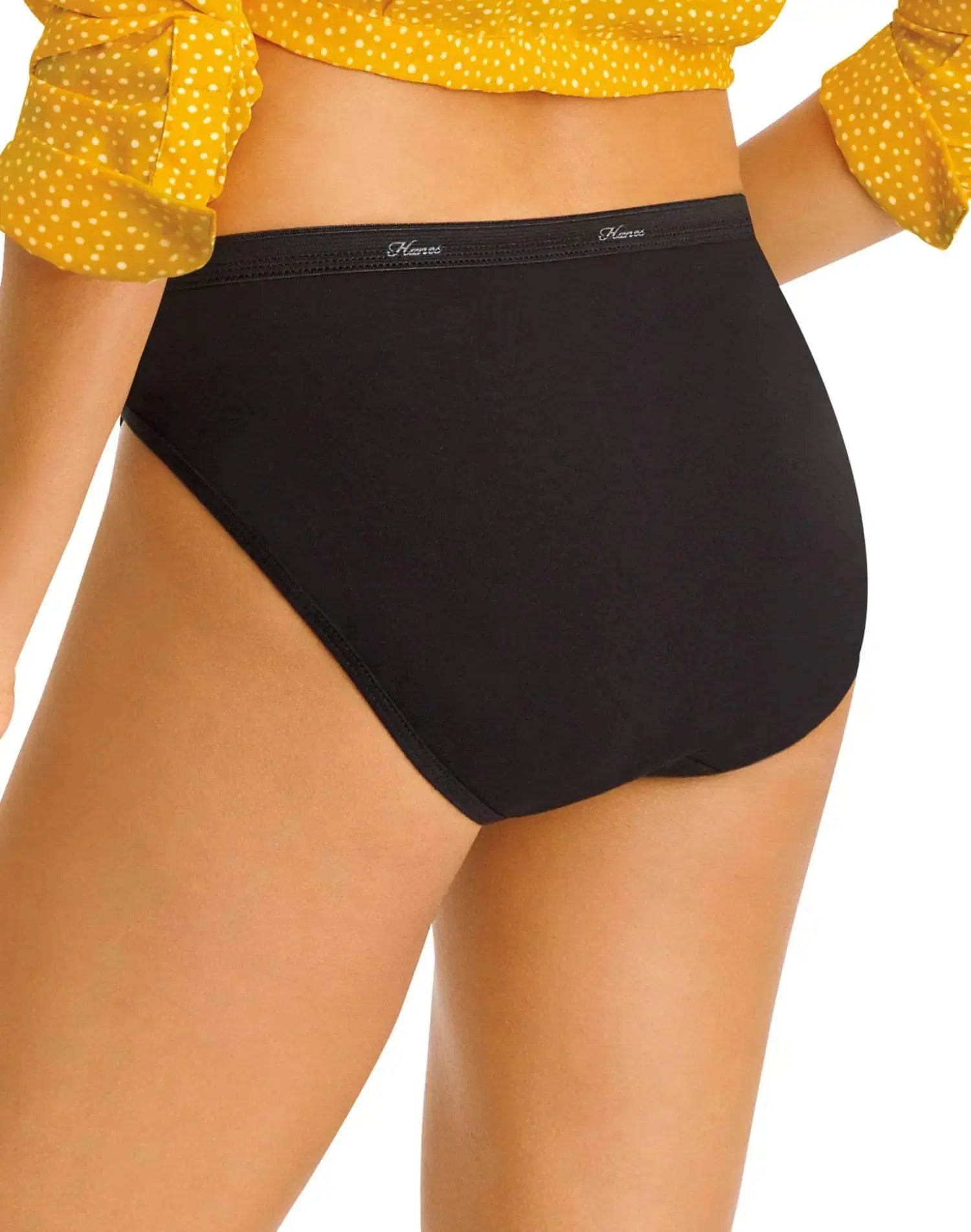 Hanes Women's Hi-Cut Cotton Underwear, Value 10-Pack, Assorted High-Waisted Panties 7 All Black