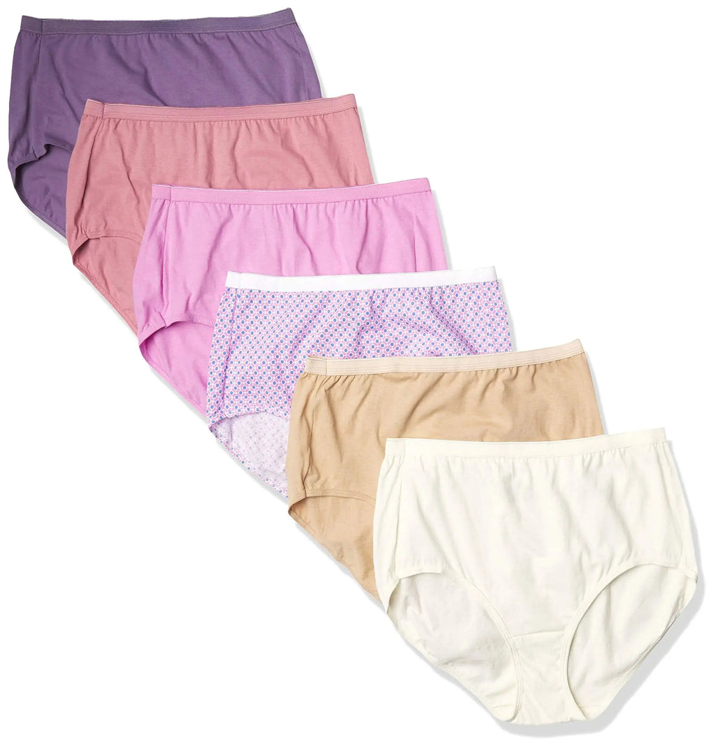 Hanes Womens Just My Size High-Waist Cotton Brief Underwear - 6 Pack High-Rise Brief