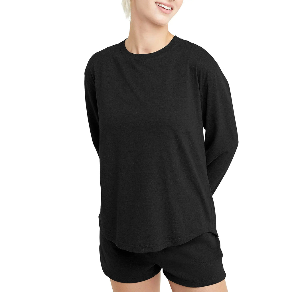 Hanes Womens Originals Tri-Blend Long-Sleeve T-Shirt - Crewneck Relaxed Fit Tee