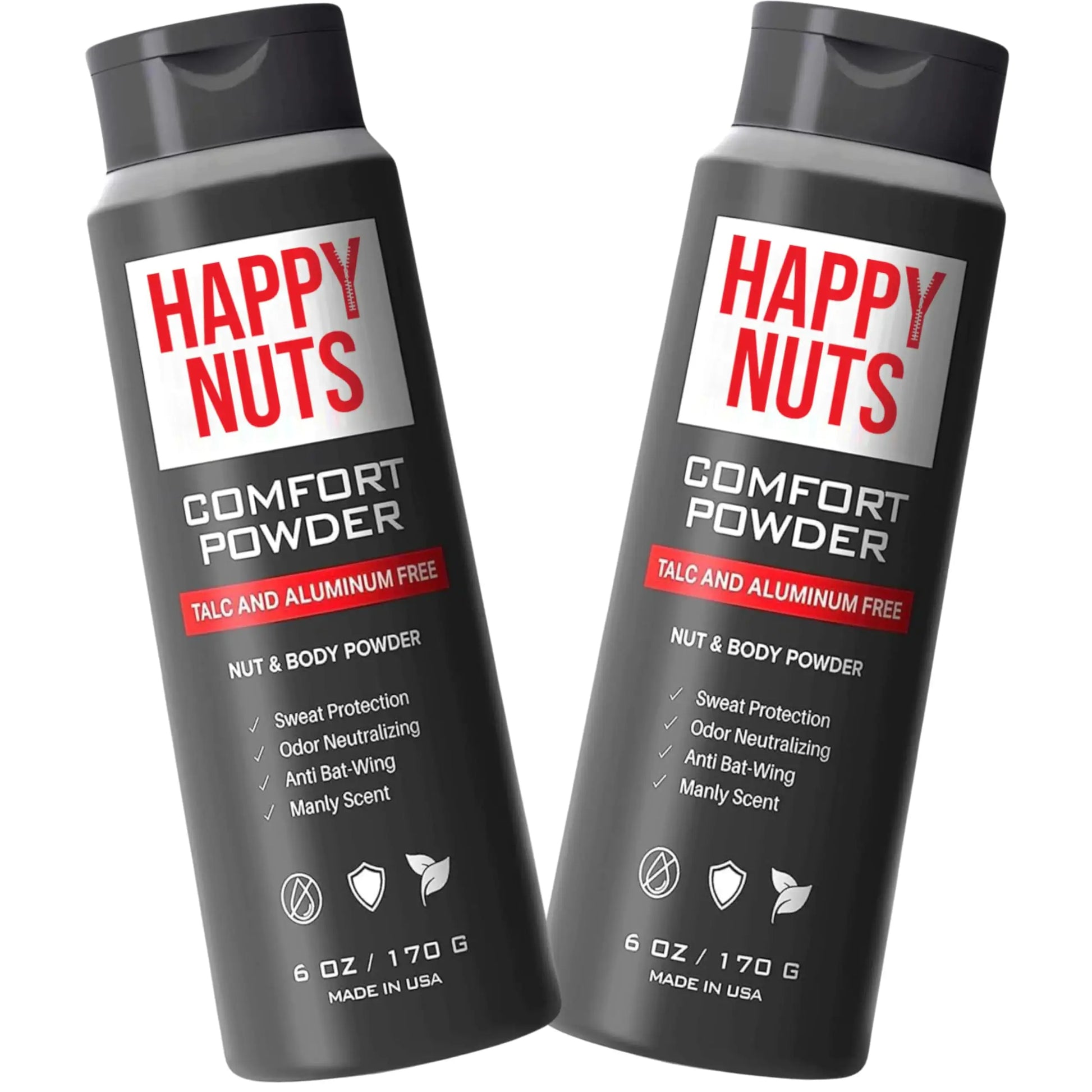 Happy Nuts Comfort Body Powder - Anti-Chafing, Sweat Defense & Odor Control(Pack of 2)
