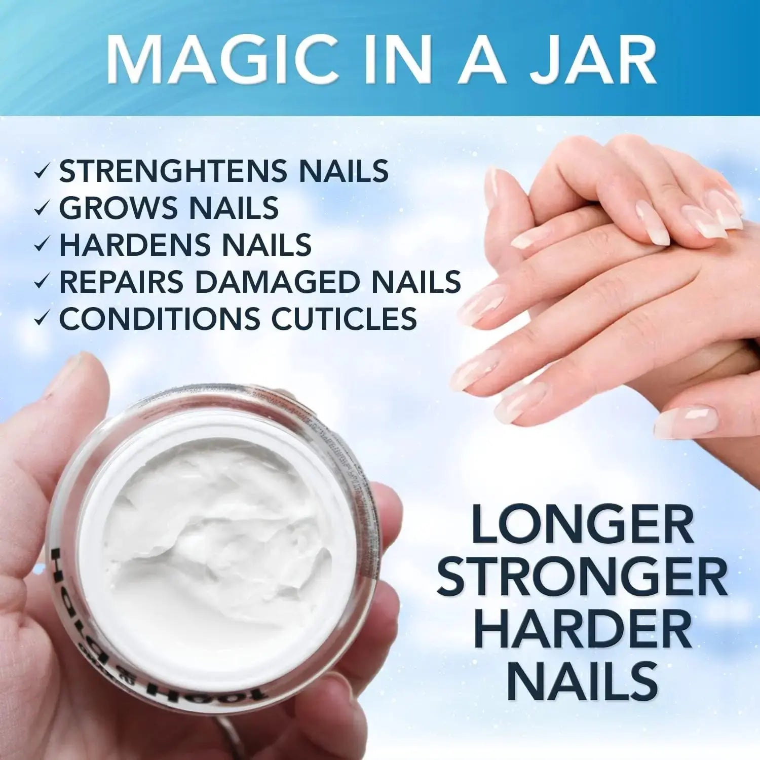 Hard As Hoof Nail Strengthening Cream - Coconut Scent, Nail Growth & Cuticle Conditioning (1 oz)
