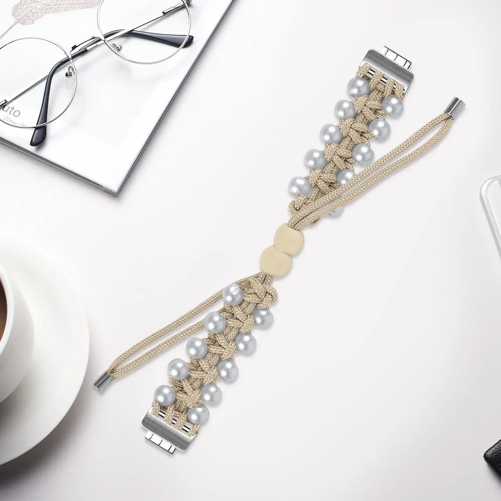 Fitbit Inspire 3, 2, 1, HR Braided Bead Band - Stylish Strap