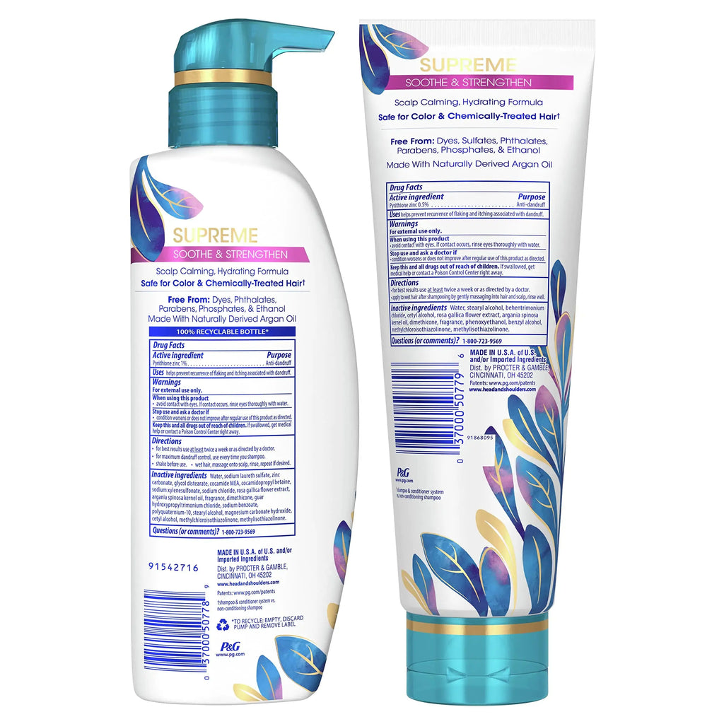 Head & Shoulders Supreme Sulfate Free Shampoo & Conditioner Set - for Dry Scalp & Dandruff Treatment