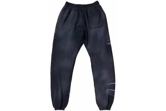 Hellstar Airbrushed Skull Closed Elastic Bottom Sweatpants Midnight Dye Black