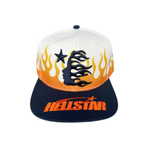 Hellstar Flame Vintage Snapback Hat Cream/Navy
