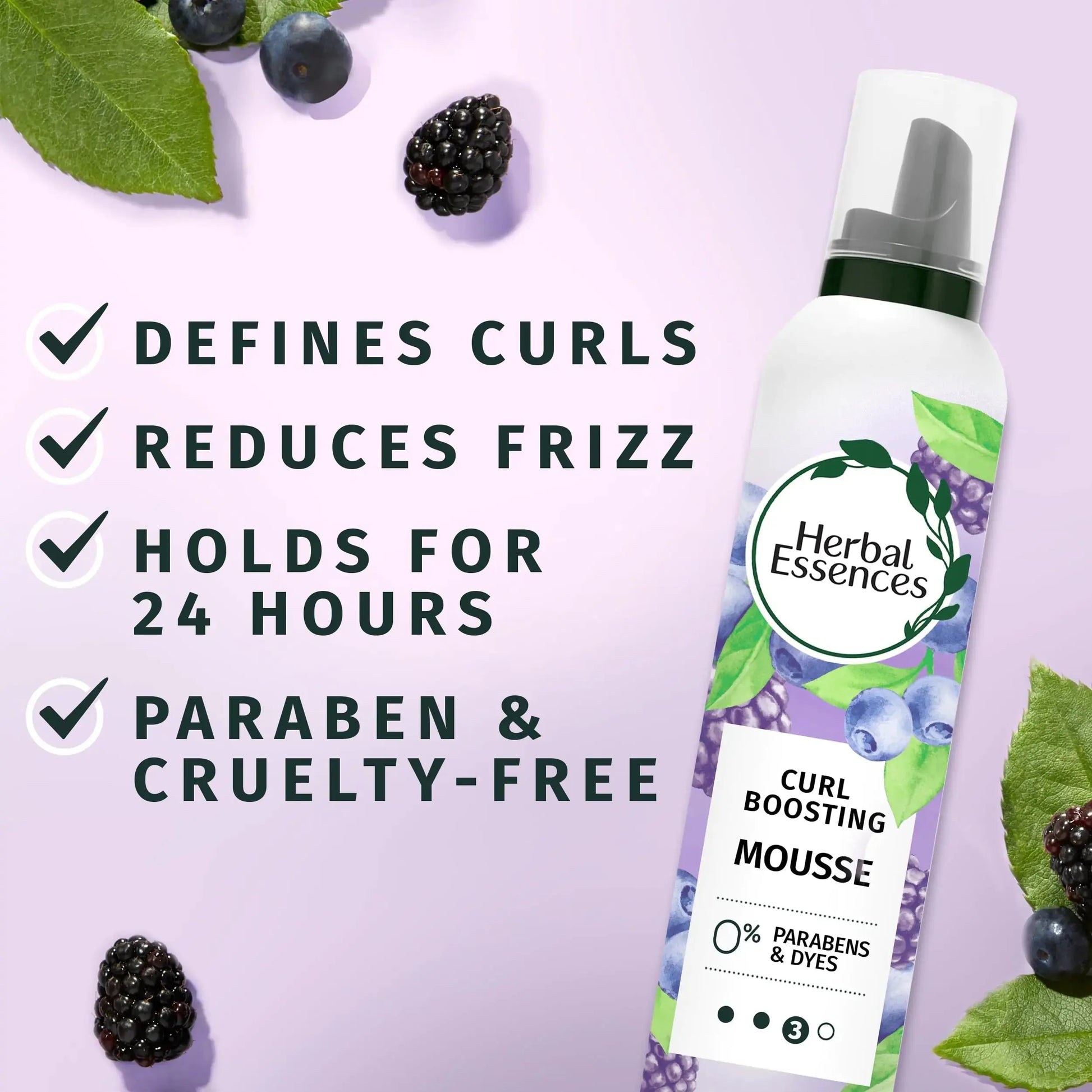 Herbal Essences Curl Boosting Mousse – Frizz Control for Curly & Wavy Hair (6.8 Fl Oz, 3 Pack)