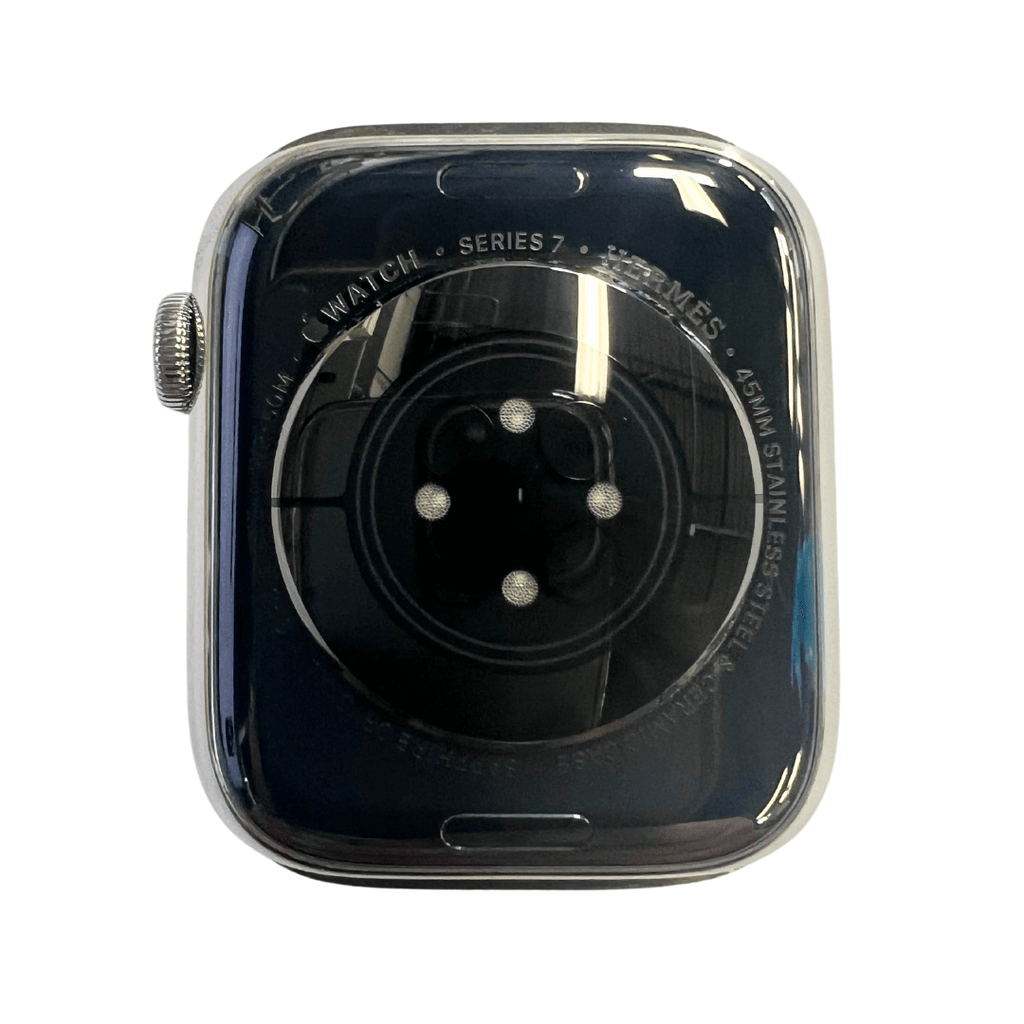 Hermes Apple Watch Series 7 GPS/ Cellular 41 mm - Space Black Stainless Steel Case - Black Silicone Watch Band