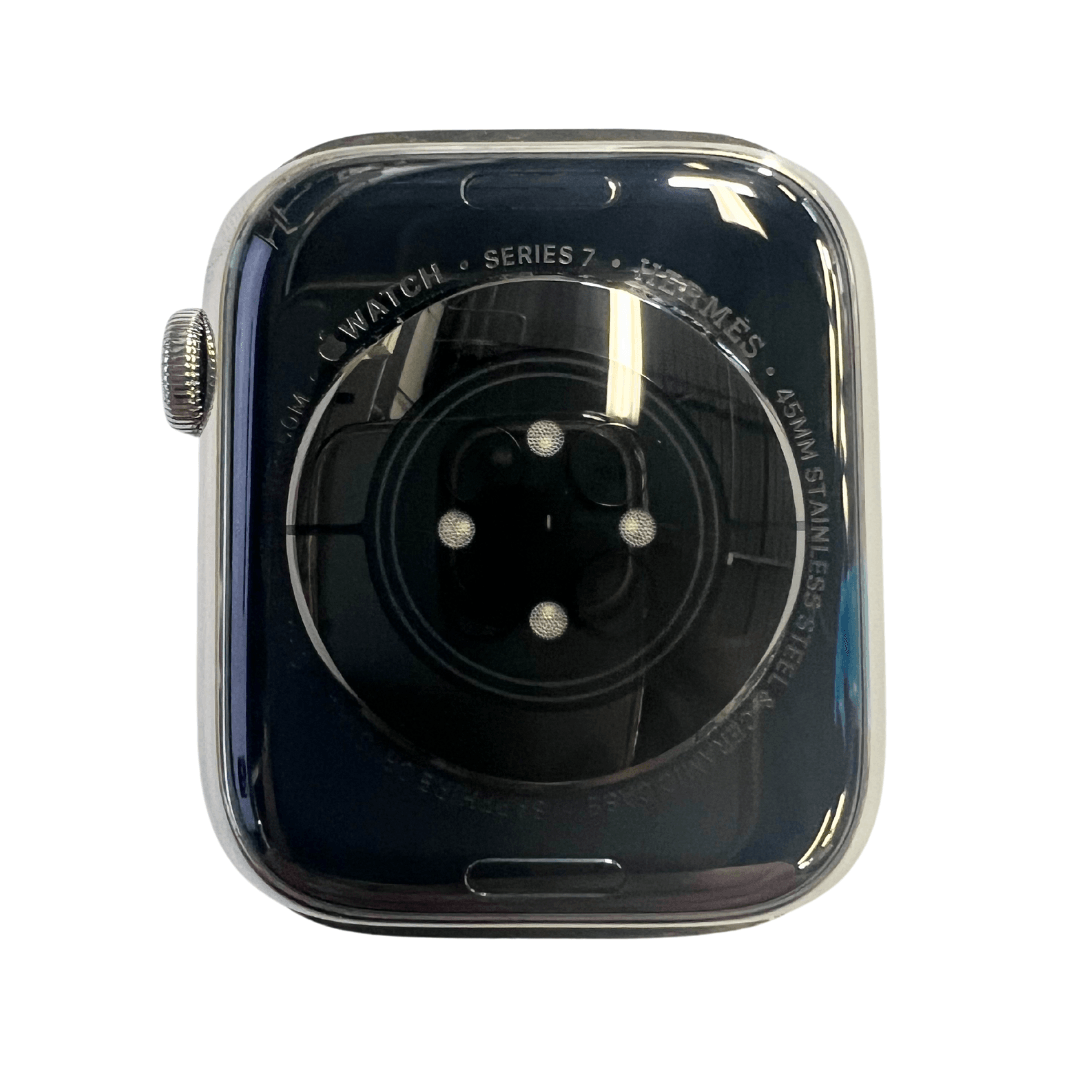 Hermes Apple Watch Series 7 GPS/ Cellular 41 mm - Space Black Stainless Steel Case - Black Silicone Watch Band