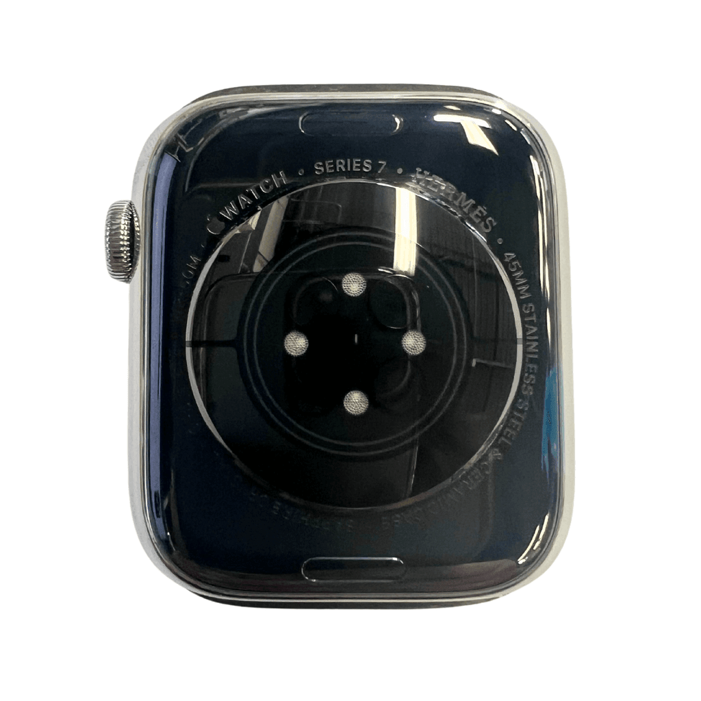 Hermes Apple Watch Series 7 GPS/ Cellular 41 mm - Stainless Steel - Black Silicone Watch Band