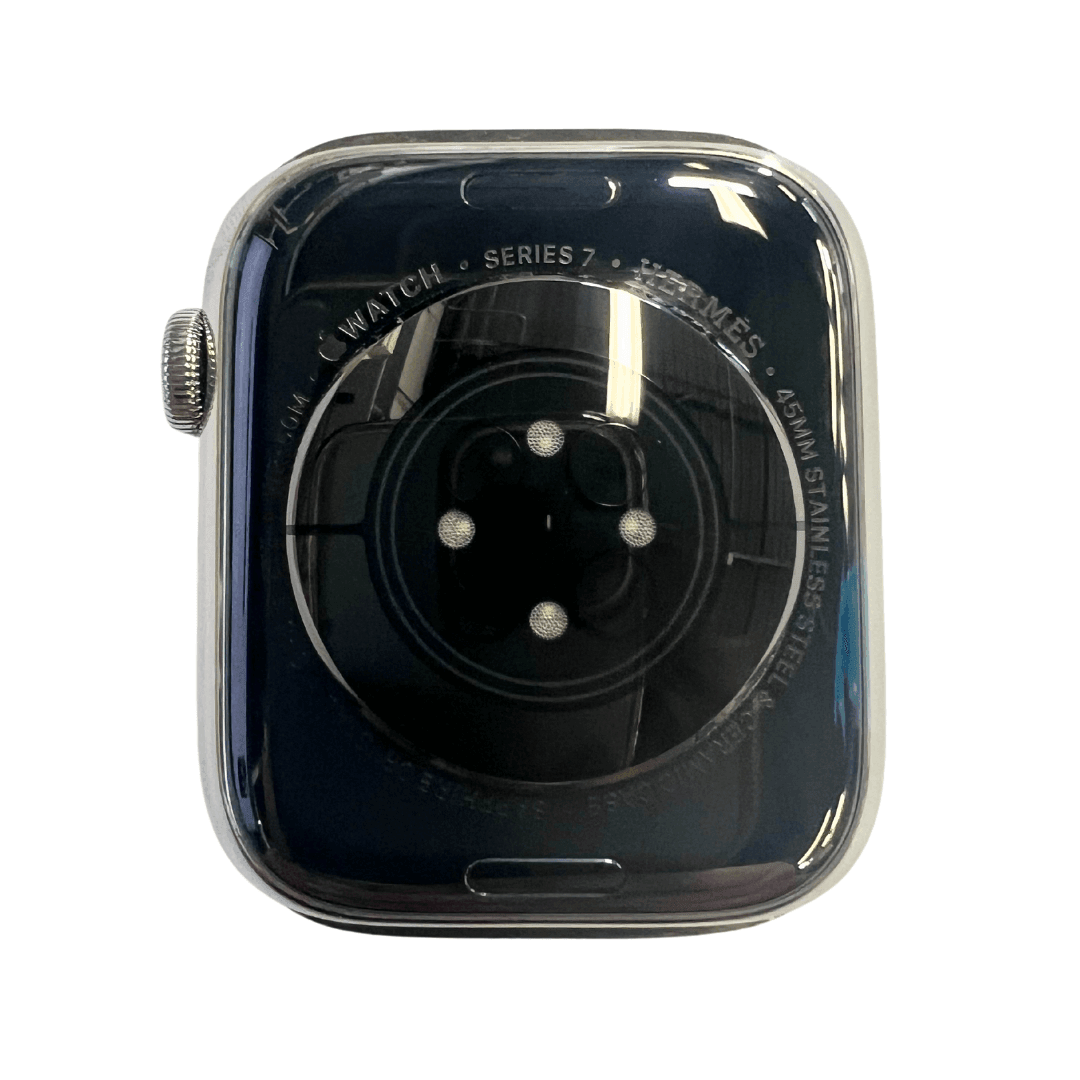 Hermes Apple Watch Series 7 GPS/ Cellular 41 mm - Stainless Steel - Black Silicone Watch Band