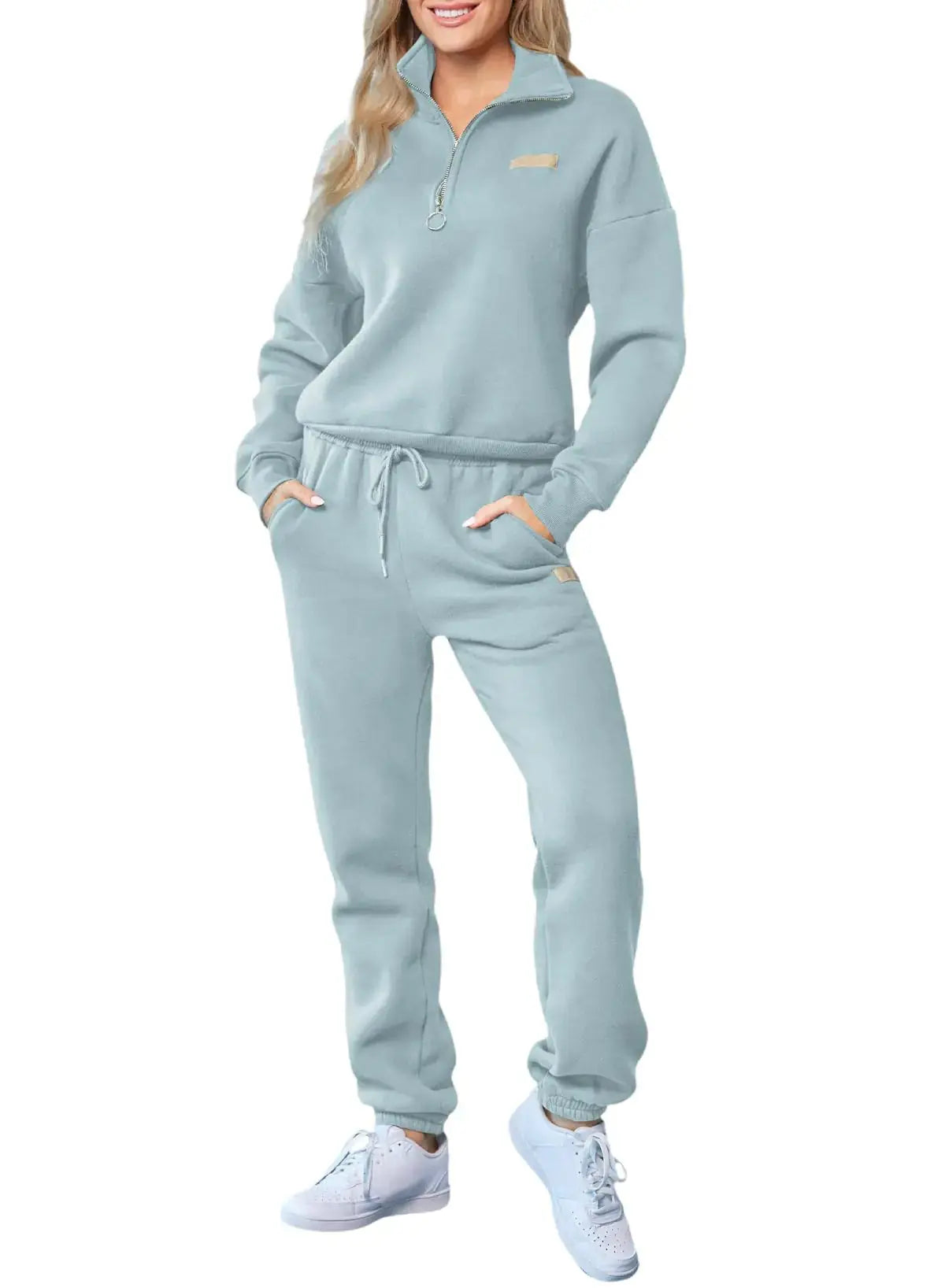 Herseas Women 2 Piece Outfits Sweatsuit Lounge Set Half Zip Pullover with Jogger Airport Tracksuit Matching Pants Set