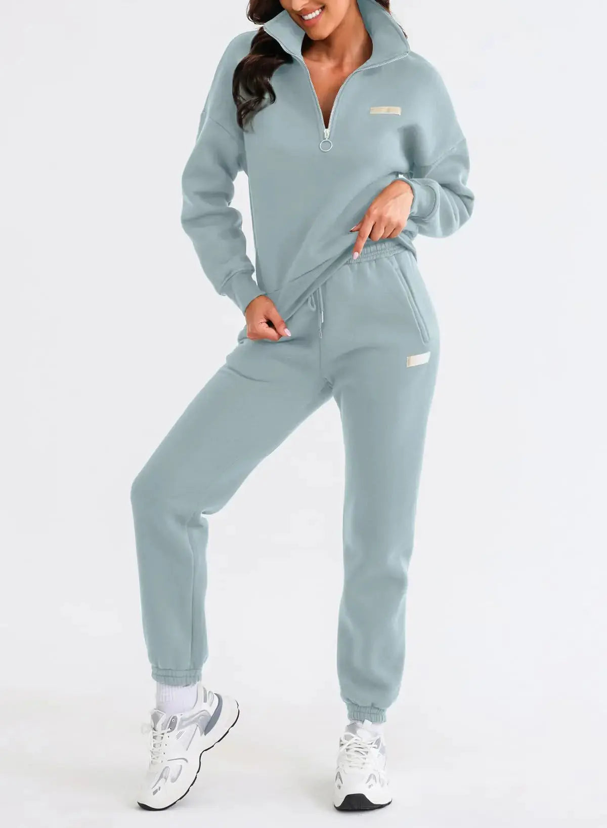 Herseas Women 2 Piece Outfits Sweatsuit Lounge Set Half Zip Pullover with Jogger Airport Tracksuit Matching Pants Set