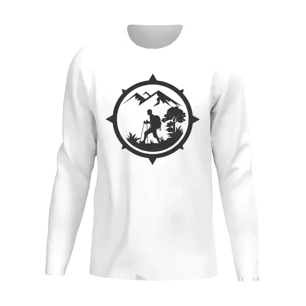 Hiking Mountain Compass Men Long Sleeve Shirt