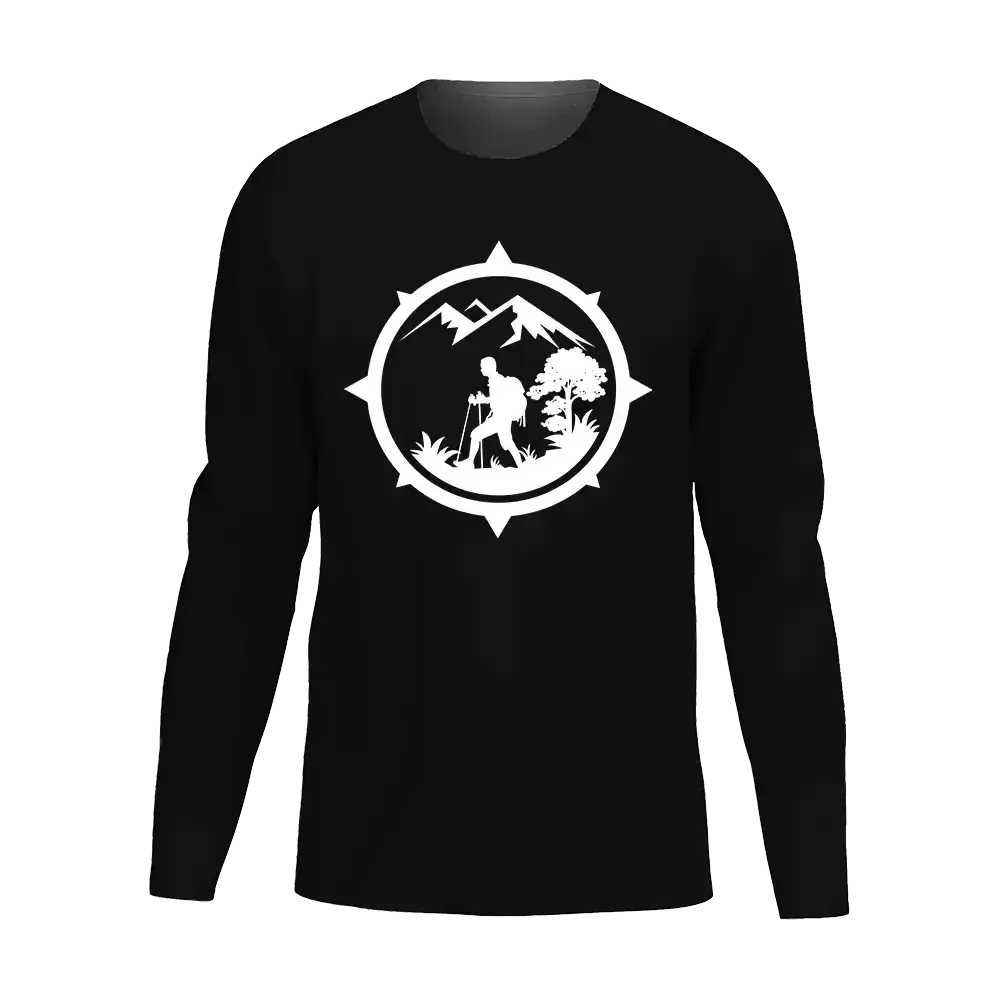 Hiking Mountain Compass Men Long Sleeve Shirt