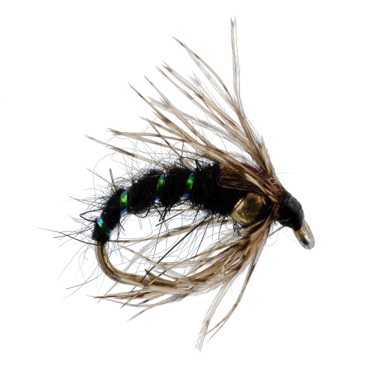 3 Pack Black Holy Grail Caddis Pupa Emerger Flies Hook Size 16