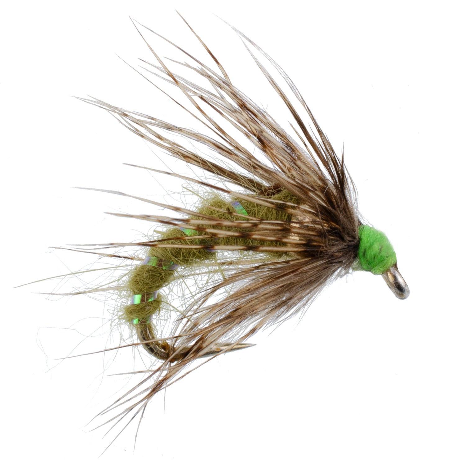 Olive Holy Grail Caddis Pupa Emerger 6 Flies Hook Size 12
