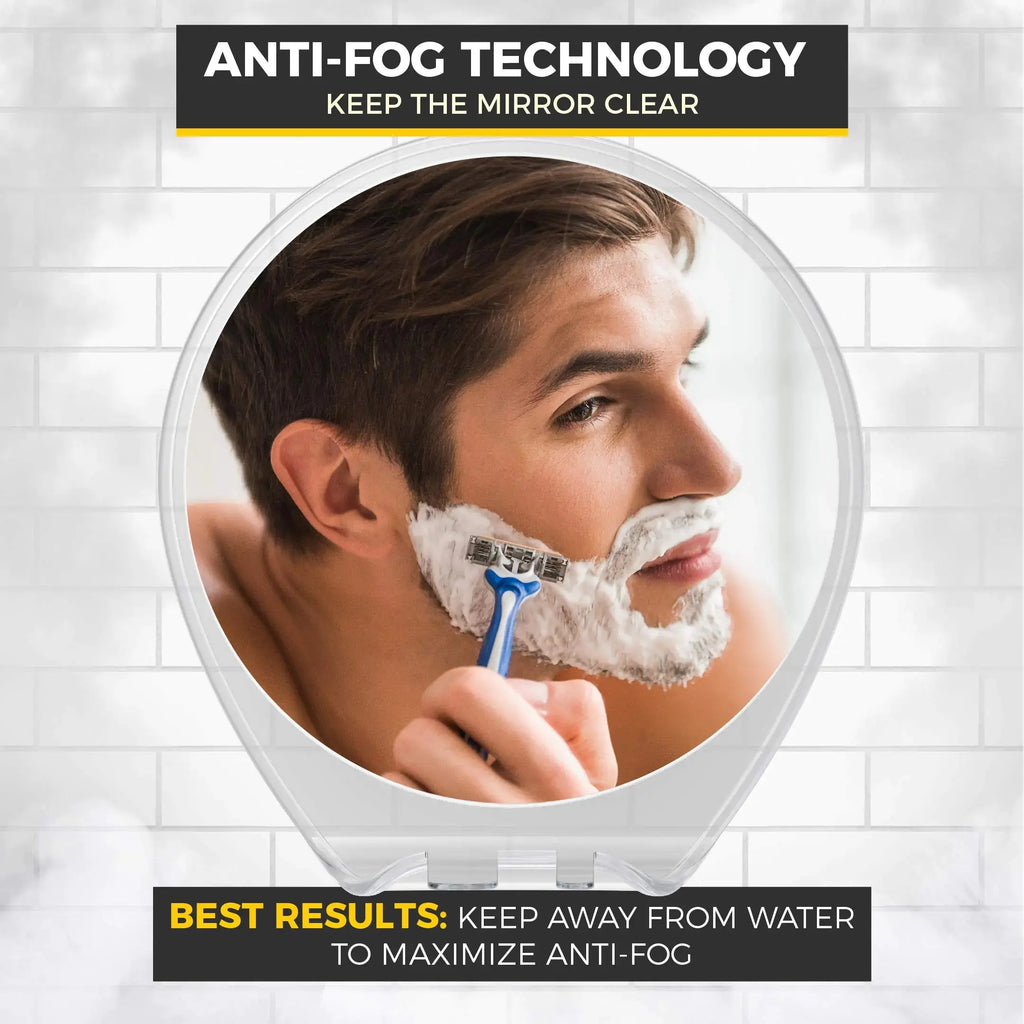 Honeybull Shower Mirror Fogless for Shaving - with Suction, Razor Holder for Shower & Swivel