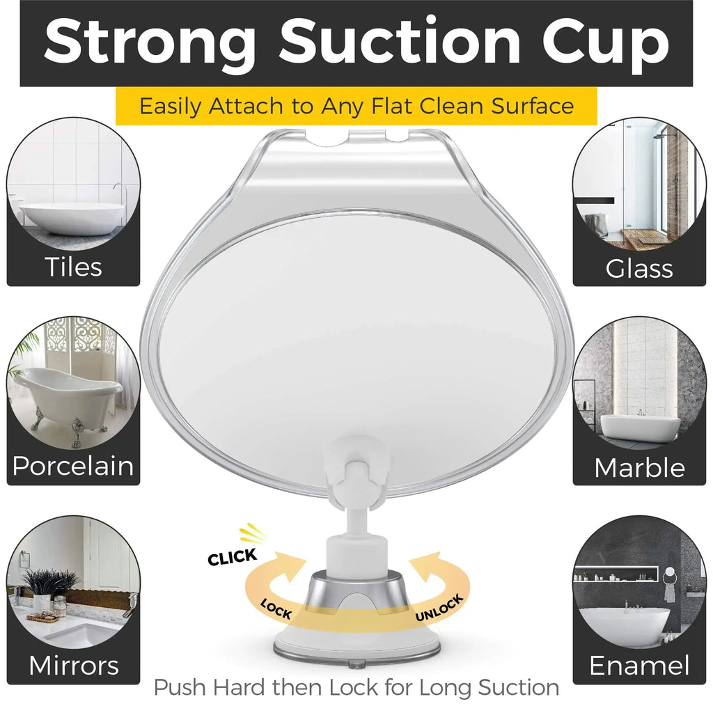 Honeybull Shower Mirror Fogless for Shaving - with Suction, Razor Holder for Shower & Swivel