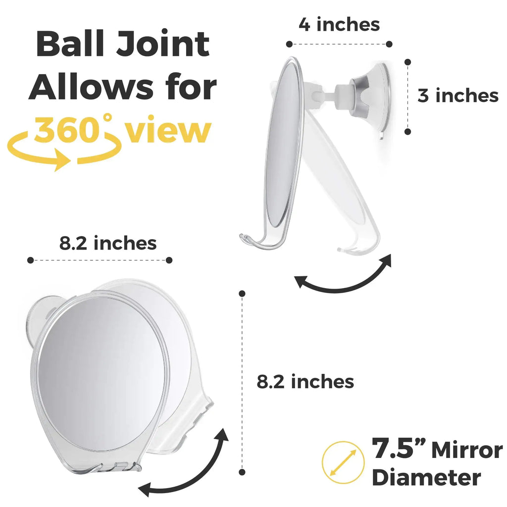 Honeybull Shower Mirror Fogless for Shaving - with Suction, Razor Holder for Shower & Swivel