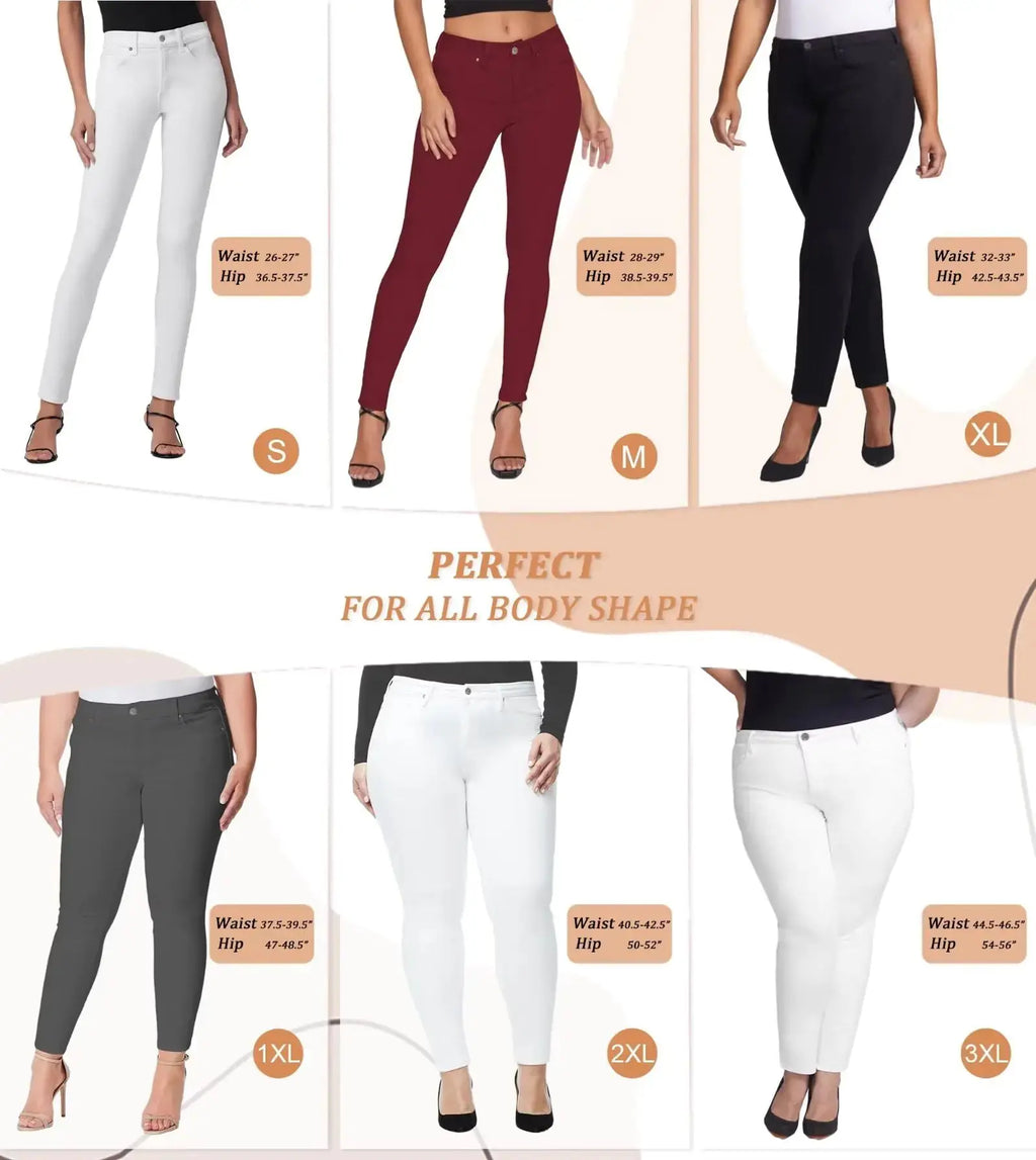 Hybrid & Company Womens Hyper Ultra Stretch Comfy Skinny Leg Work Casual Pants