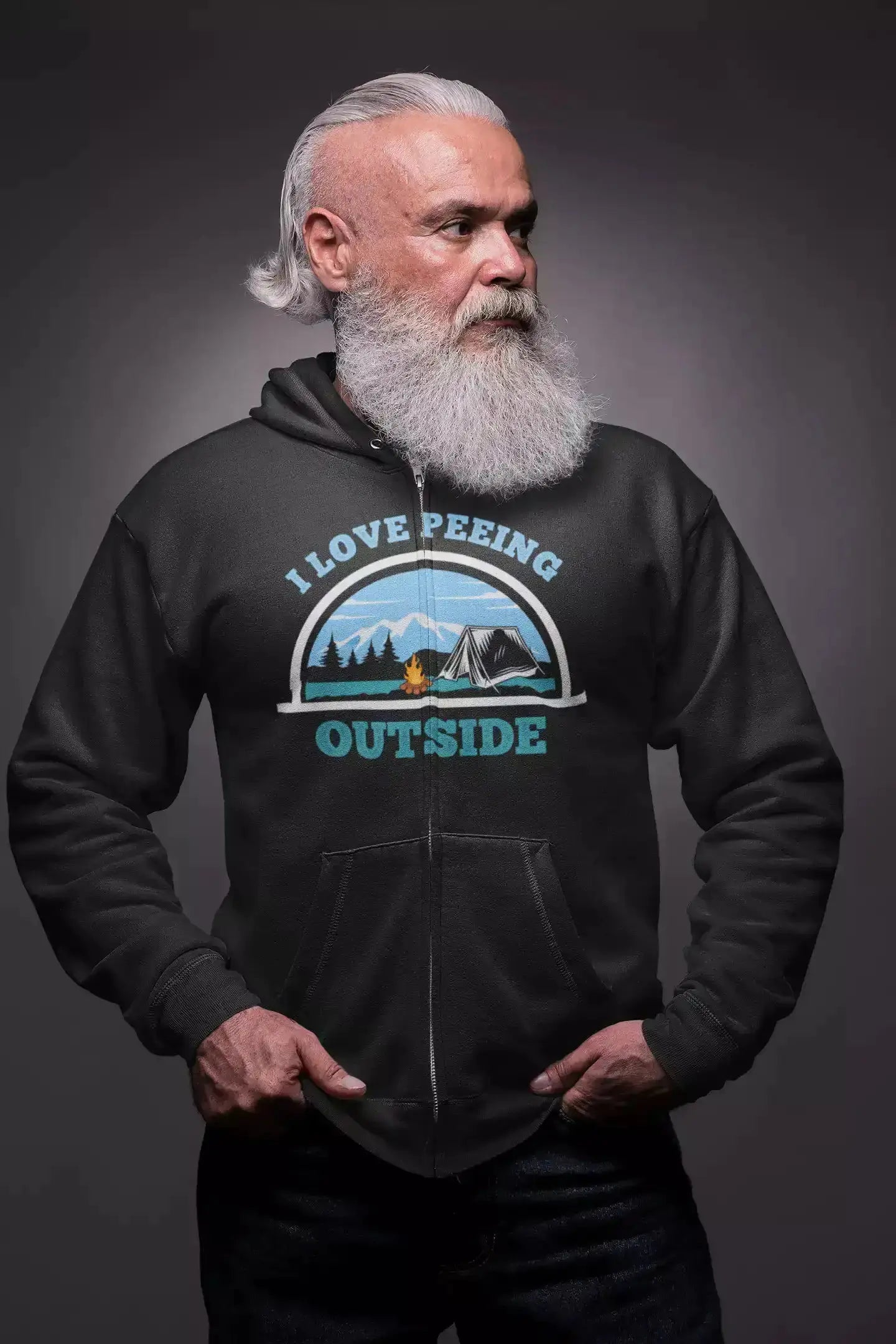 I Love Peeing Outside Zip Hoodie for Men