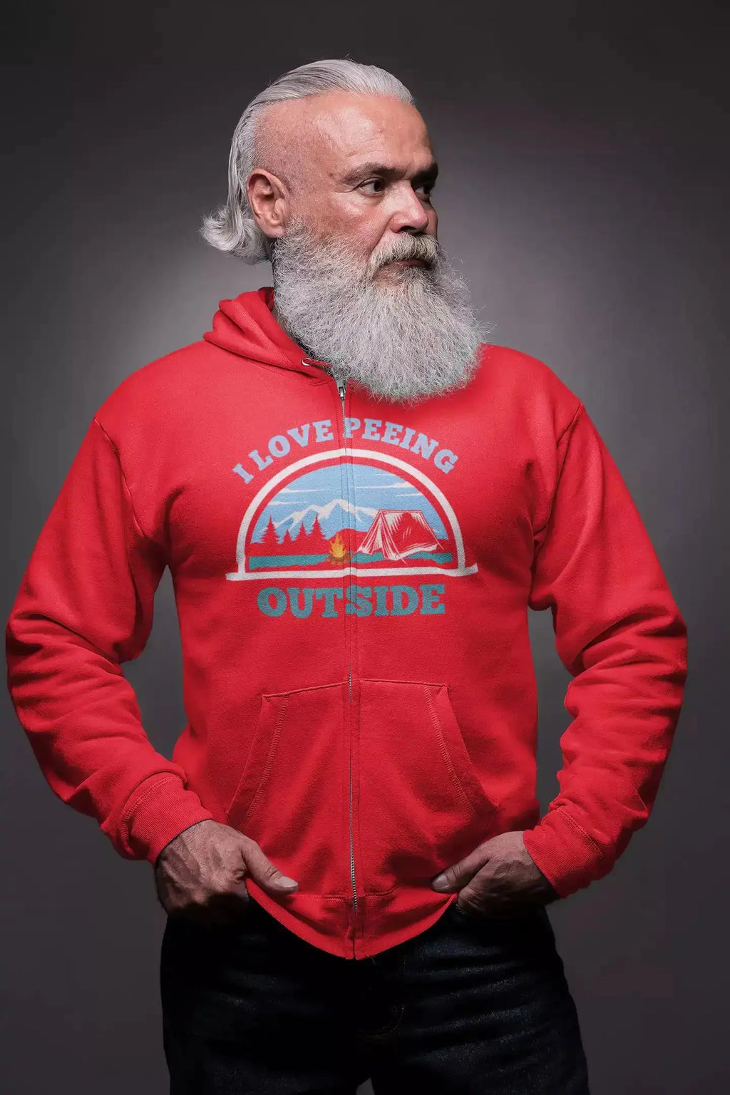 I Love Peeing Outside Zip Hoodie for Men