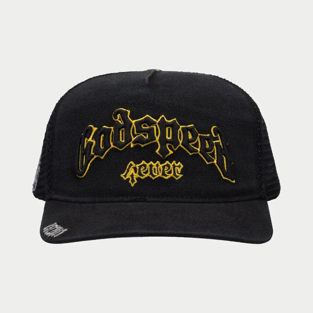 GODSPEED GS FOREVER TRUCKER HAT (VINTAGE BLACK/YELLOW)
