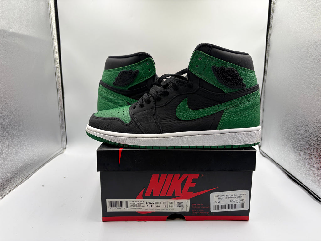 PRE OWNED Jordan 1 Retro High Pine Green Black
