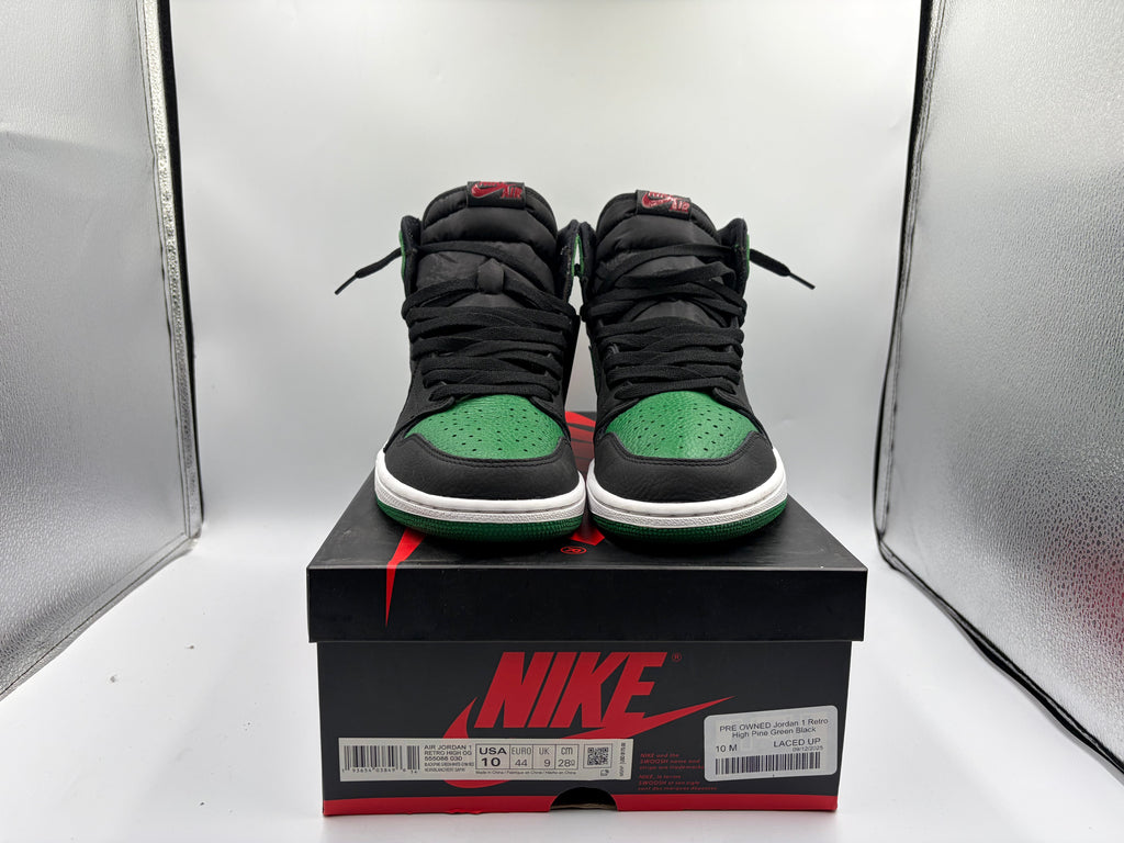 PRE OWNED Jordan 1 Retro High Pine Green Black