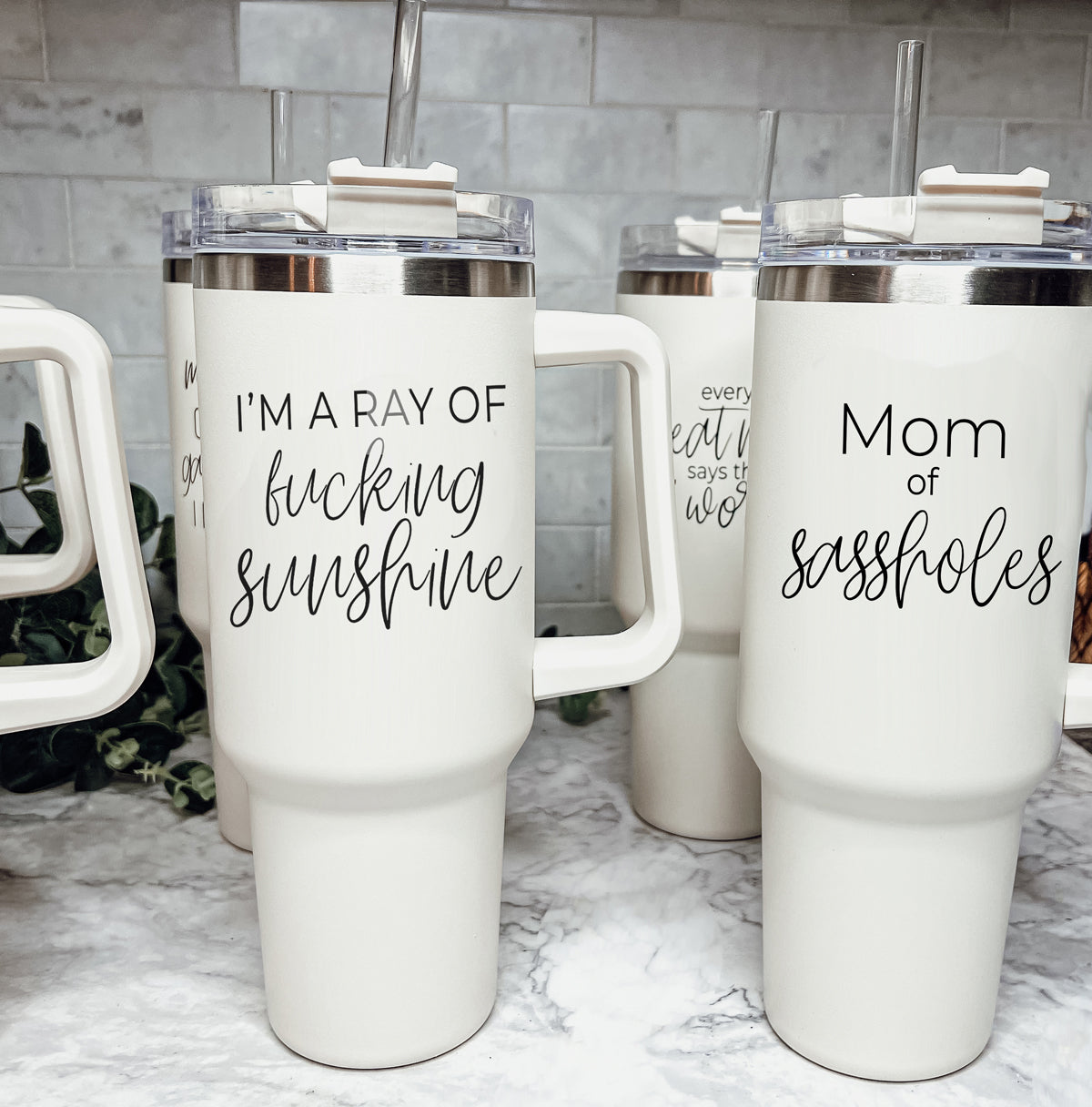 40oz Insulated Travel Tumbler With Handle Lid Straw - Funny Mom Gift Mug