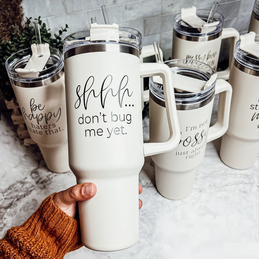 Don't Bug Me 40oz Insulated Tumbler With Handle Lid Straw Travel Mug