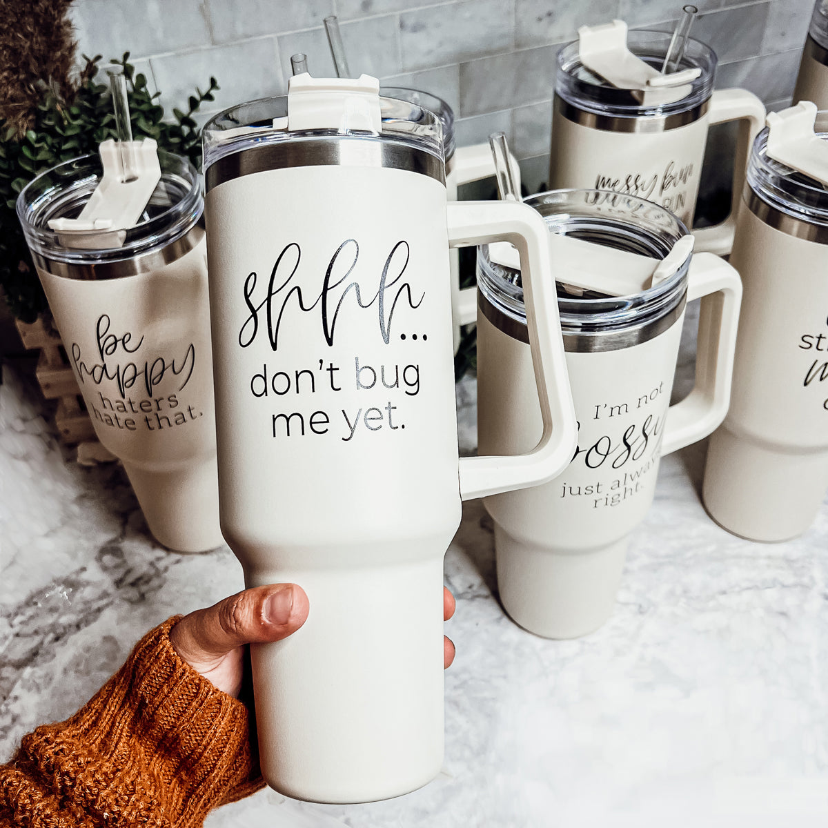 Don't Bug Me 40oz Insulated Tumbler With Handle Lid Straw Travel Mug