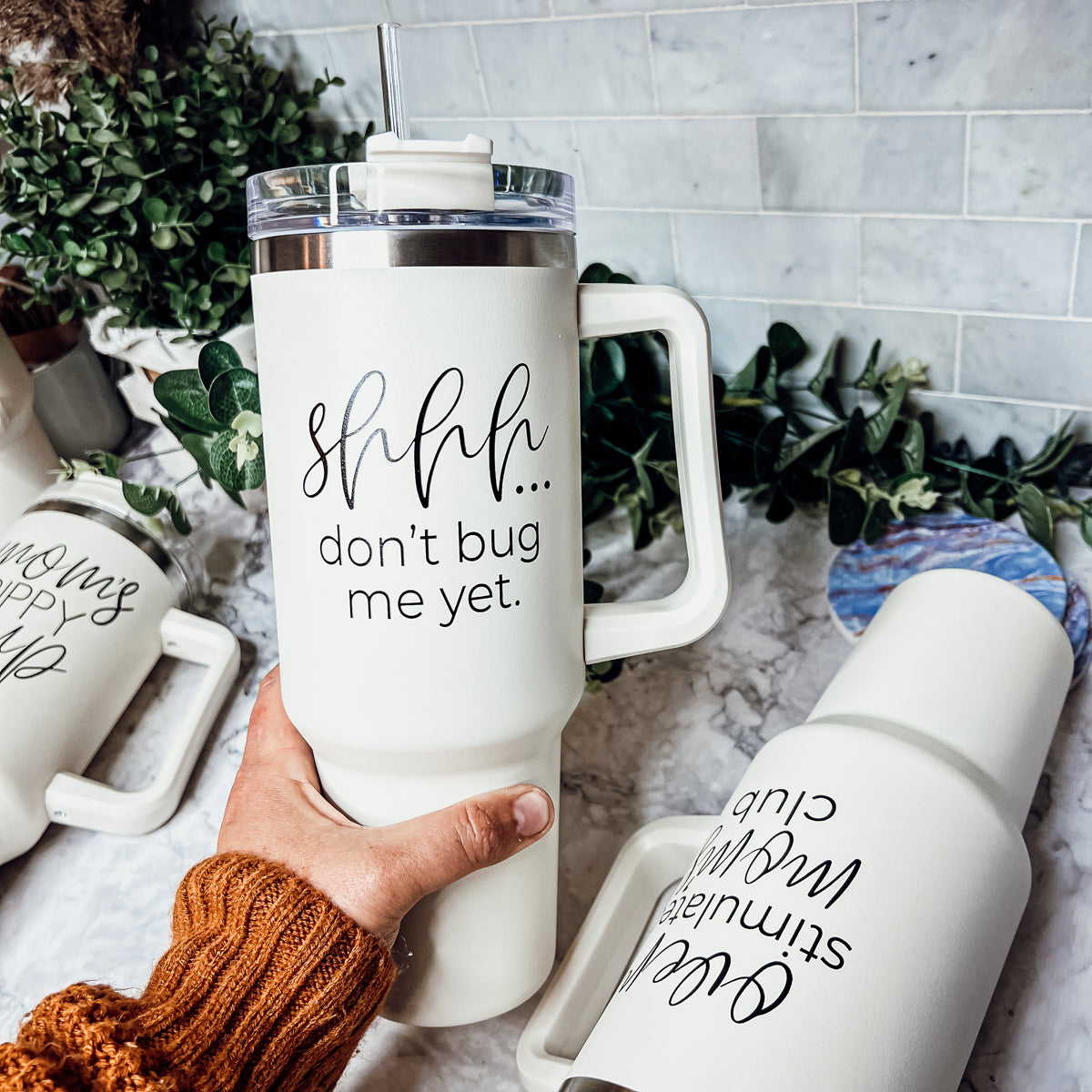 Don't Bug Me 40oz Insulated Tumbler With Handle Lid Straw Travel Mug