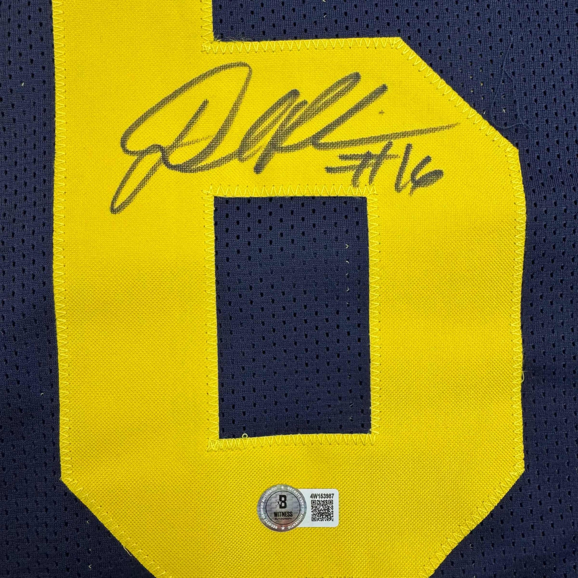 Autographed/Signed Denard Robinson Michigan Blue College Football Jersey Beckett BAS COA