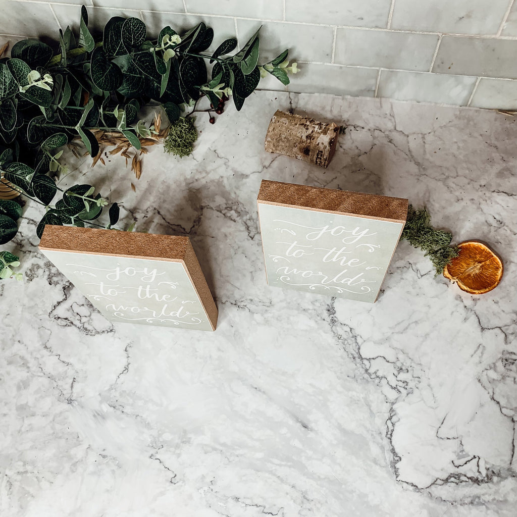 Joy To The World Christmas Sign Farm Fresh Trees Rustic Holiday Block Decor