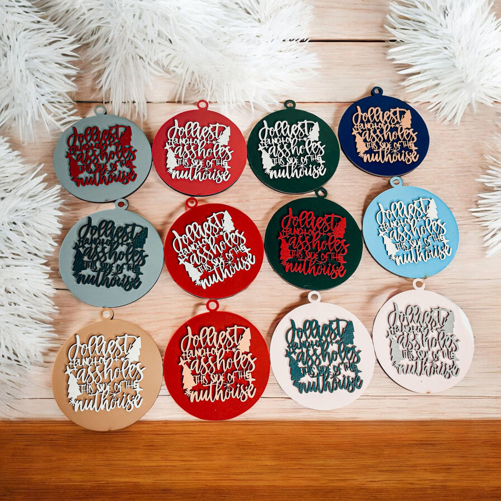 Imperfect Jolliest Handcrafted Wooden 3D Christmas Ornament Set Limited Edition Tree Decor
