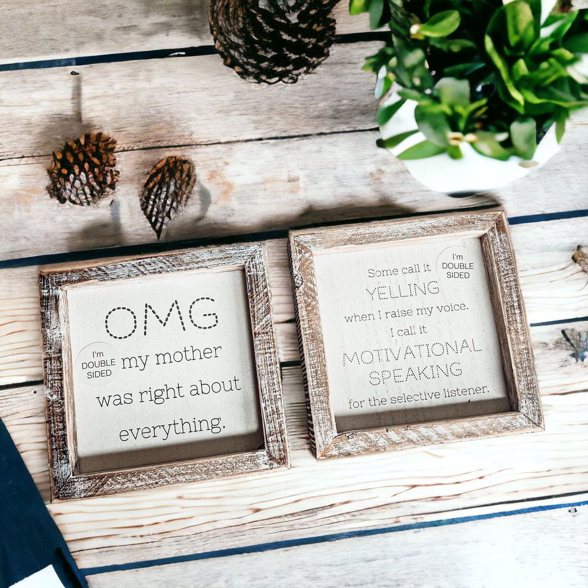 Funny Double Sided 6 Inch Wooden Mom Sign Desk Plaque Home Decor Gift For Mother