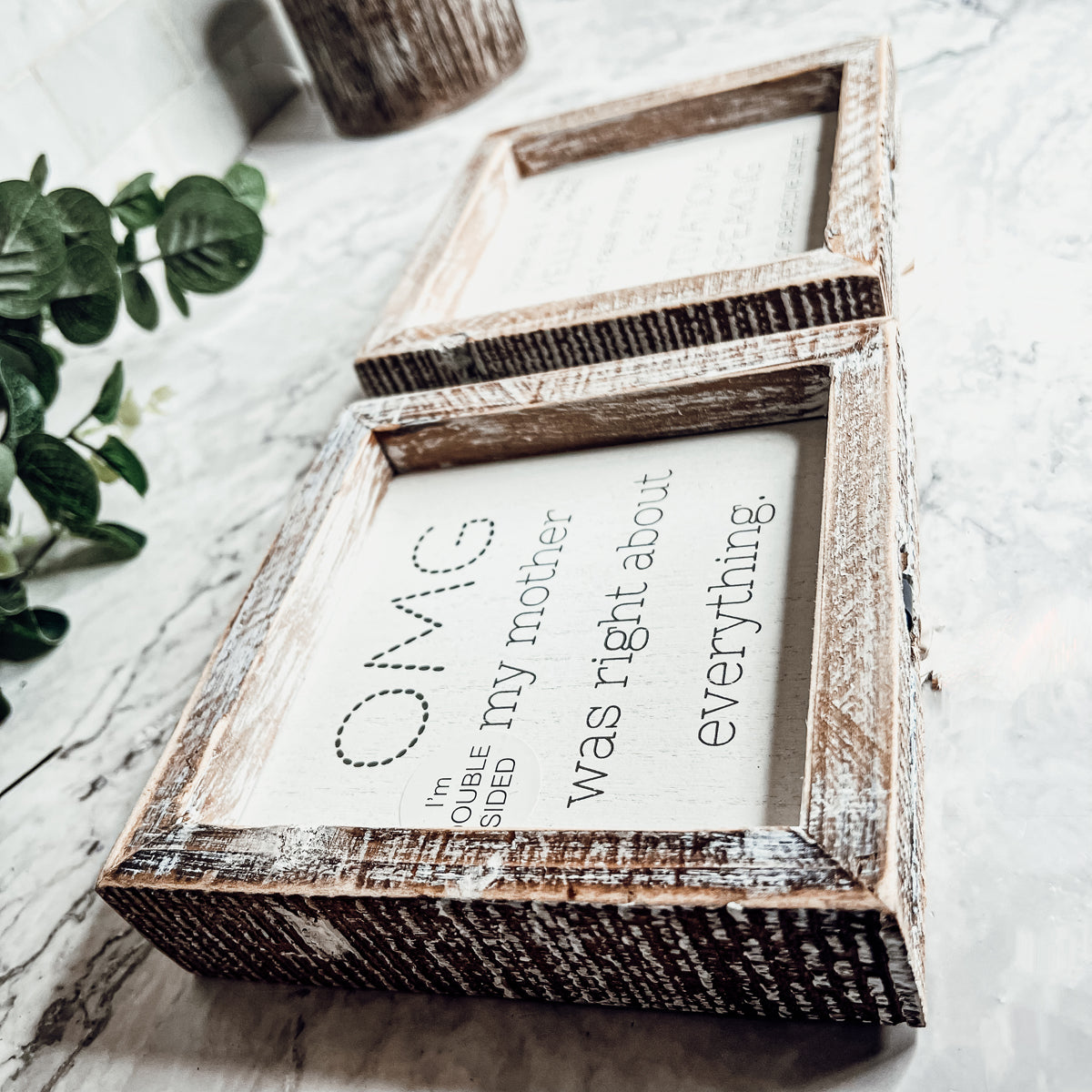 Funny Double Sided 6 Inch Wooden Mom Sign Desk Plaque Home Decor Gift For Mother